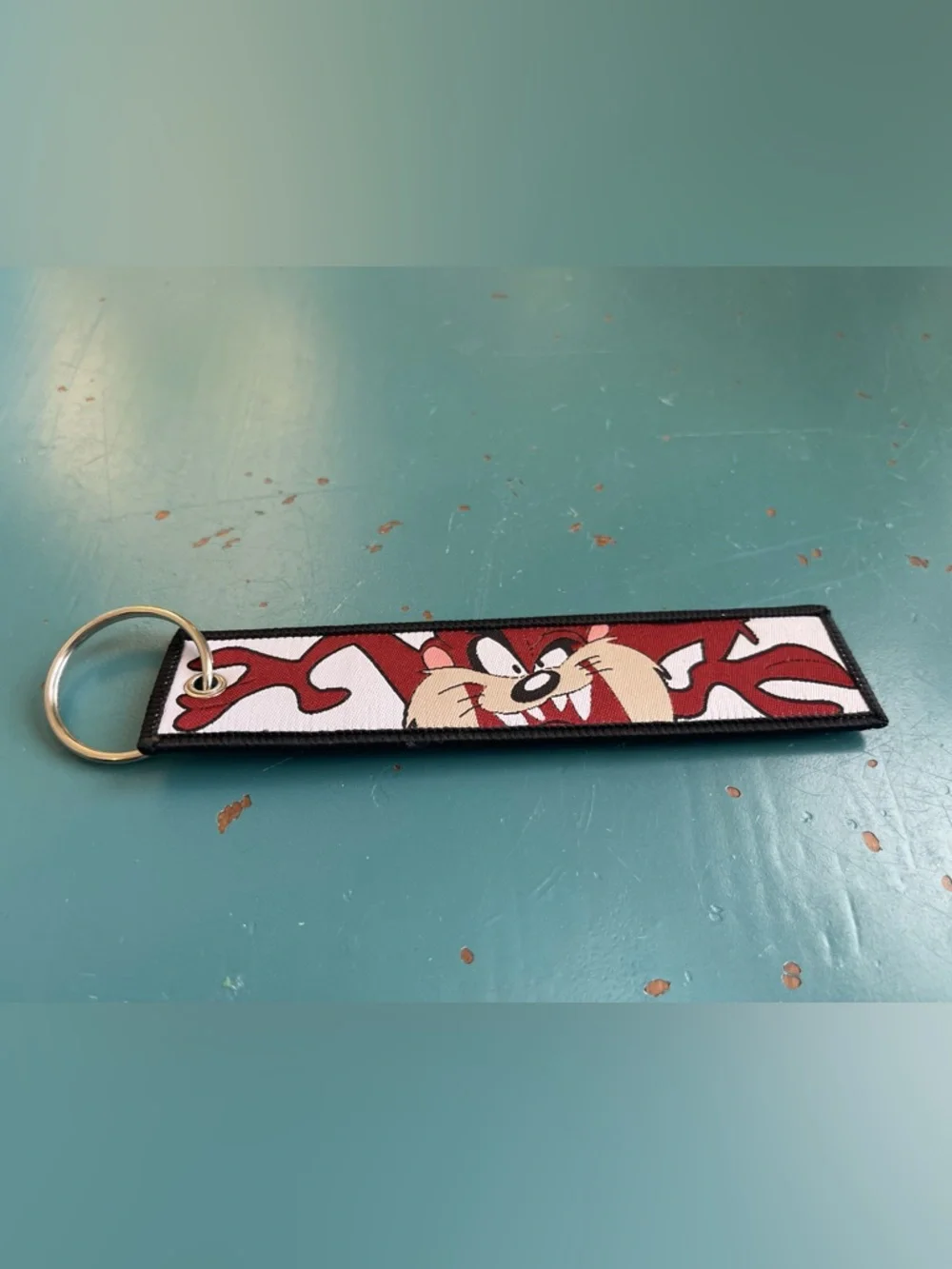 Warner Bros Looney Tunes Taz Tasmanian Devil Embroidered Double Sided Keychain